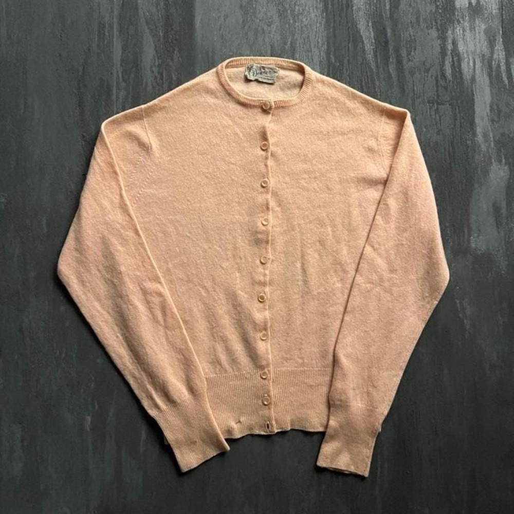 Vintage Downen Cashmere Cardigan Sweater Women's Pink 1950s